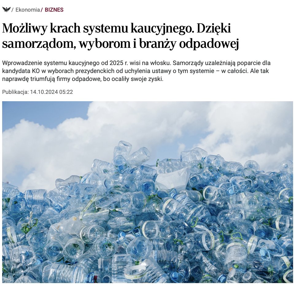 zerowaste_pl's tweet photo. Czy to możliwe aby po 5 latach walki o system kaucyjny, trzech miesiącach do startu w Polsce, udało się komuś sprawić, że kaucja trafi do KOSZA? https://t.co/GDG0ntZW27
@donaldtusk @anitasowinska @OzdobaJacek @szymon_holownia @KosiniakKamysz @prezydentpl @hennigkloska @PremierRP https://t.co/p06iazAyiO