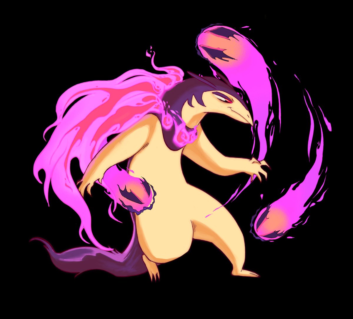 pokemon fanbase being really weird again so im balancing it out with a hisuian typhlosion design i did a couple years ago :,)