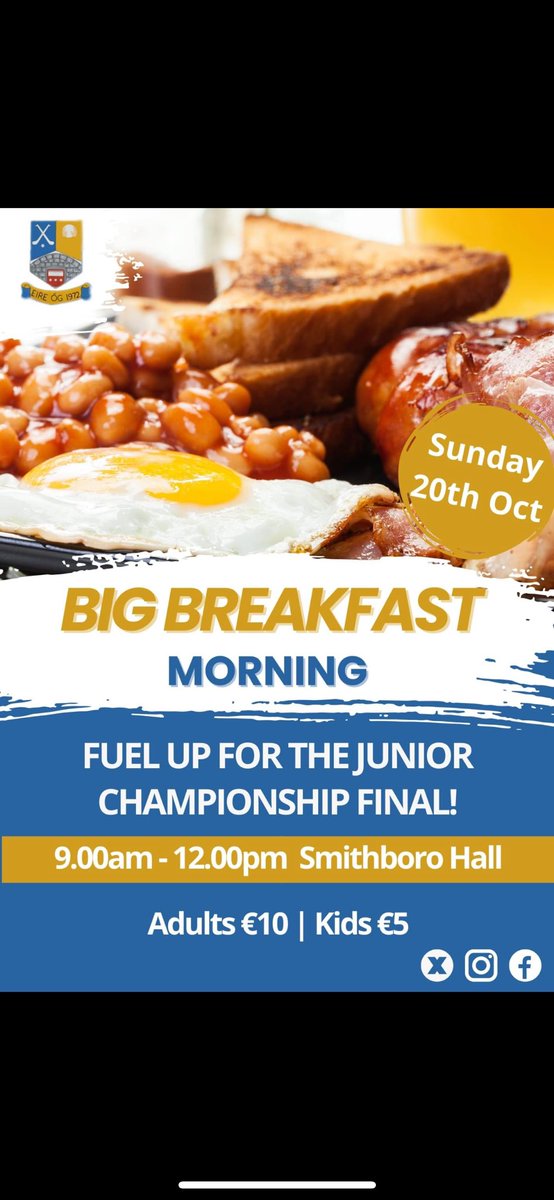 It’s Championship final week!!

Preparations are in full swing as we get ready for our Championship Big Breakfast Morning. 
<a href="/monaghangaa/">@monaghangaa</a> <a href="/ClonesGAA/">Clones GAA</a> <a href="/KilleevanGAA/">Killeevan Sarsfields</a> <a href="/AghabogGFC/">Aghabog GFC</a> <a href="/SeanMcDermotts/">Sean McDermotts</a> 
<a href="/RosleaGFC/">Roslea Shamrocks GFC</a> 

#Éireógabú 💙💛💙💛