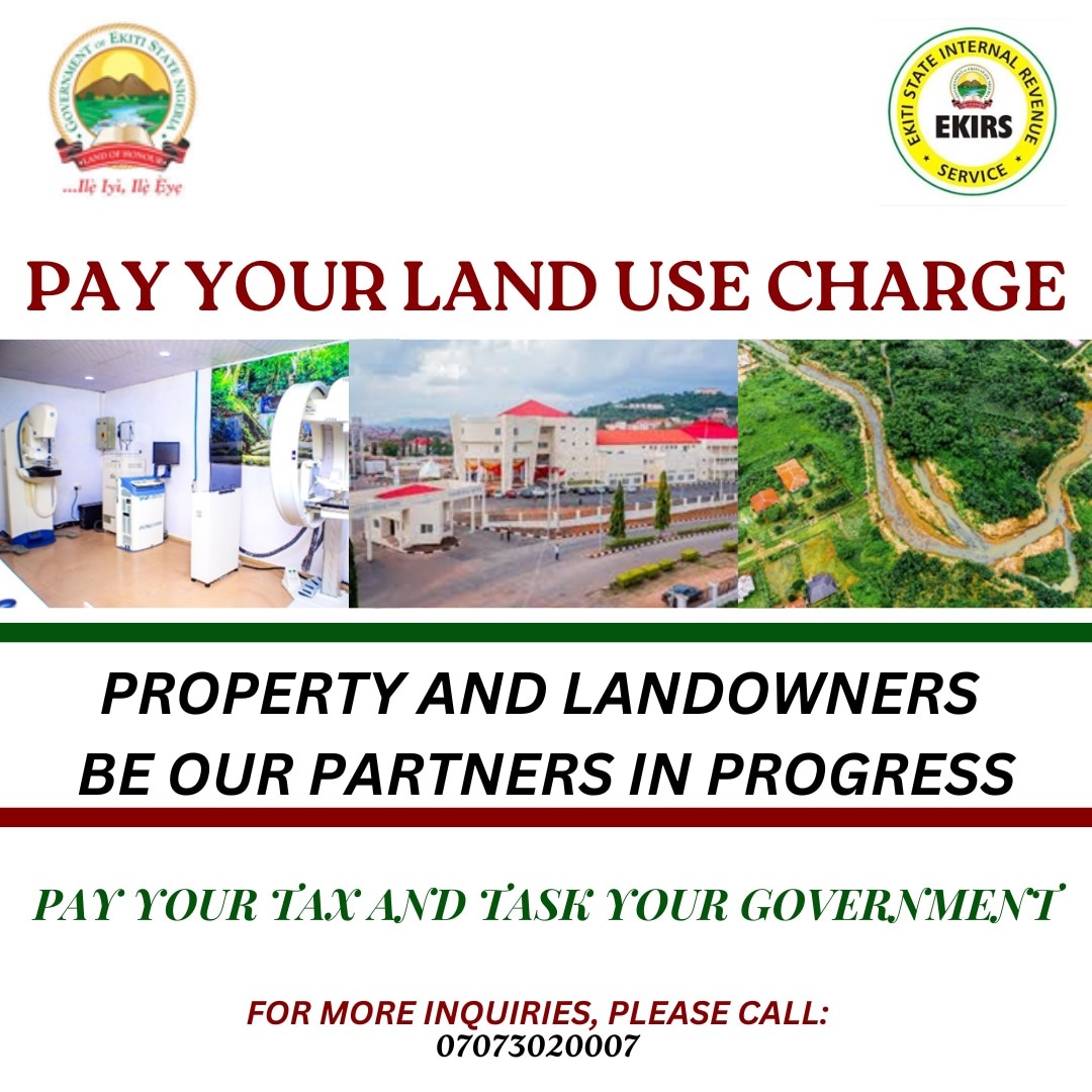 ekitirevenue's tweet photo. #LUC
#LandUseCharge
#BeTaxCompliant https://t.co/Bas2cogUOU