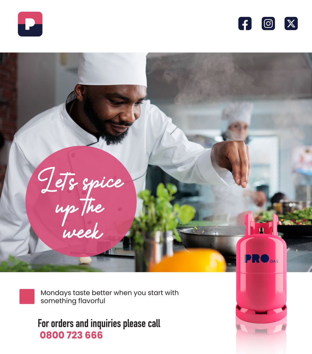 ProGasKe's tweet photo. Spice up your week with Pro Gas! Whether you're cooking up your favorite dishes or trying something new, we've got you covered. Let’s turn up the heat and make this week a flavorful one.
Need a refill? Call us today to get your Pro Gas delivered right to your doorstep.  #ProGas https://t.co/GSIJXZyX7T