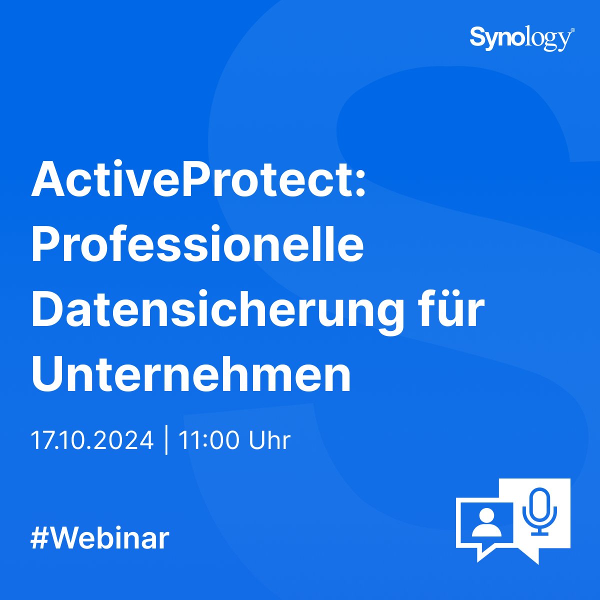 🔒Entdeckt ActiveProtect, die neuesten Appliances für zentralisierte Datensicherung von Synology. Perfekt für Unternehmen, die auf maximale Datensicherheit setzen!

📅 Termin: 17.10.24, 11:00-12:00 Uhr

Jetzt anmelden: sy.to/thvbb

#Webinar #ActiveProtect #Synology