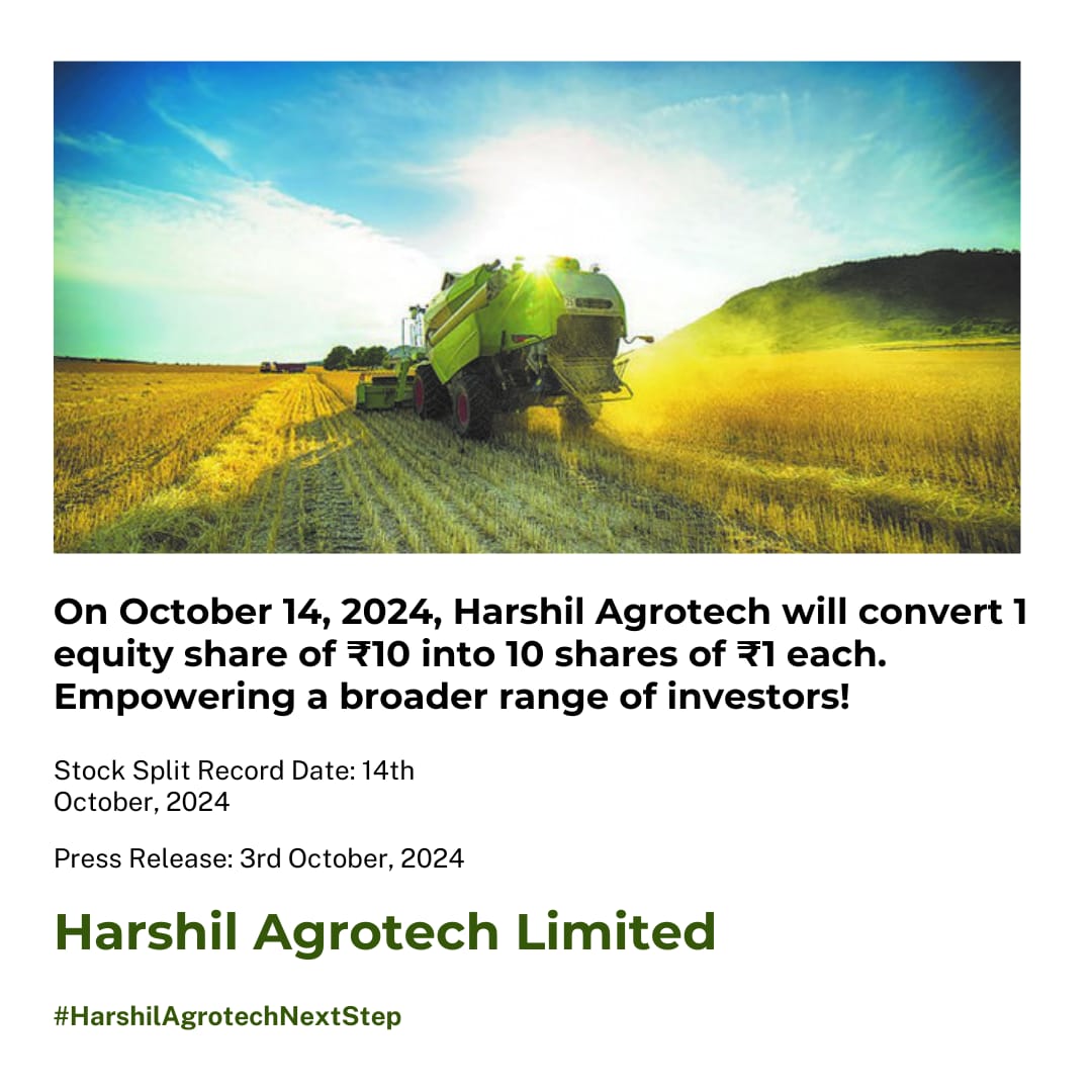 HAL's stock split: paving the way for accessible investing.
Aiming for enhanced market liquidity and shareholder growth.
Empowering investors is the ultimate goal

#HarshilAgrotechNextStep