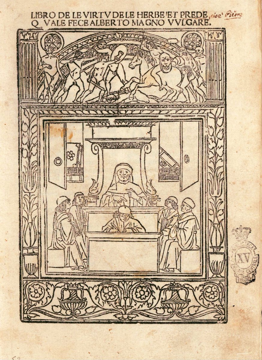 Medical Humanism 10:

A Medical Lecture, Italy 1495
Frontispiece of Albert the Great’s "Liber aggregationis", translated into Italian (Venice 1495), Palatinus E.6.4.56, Biblioteca Nazionale Centrale, Florence.

#CSMBR #Medicalhistory #AlberttheGreat