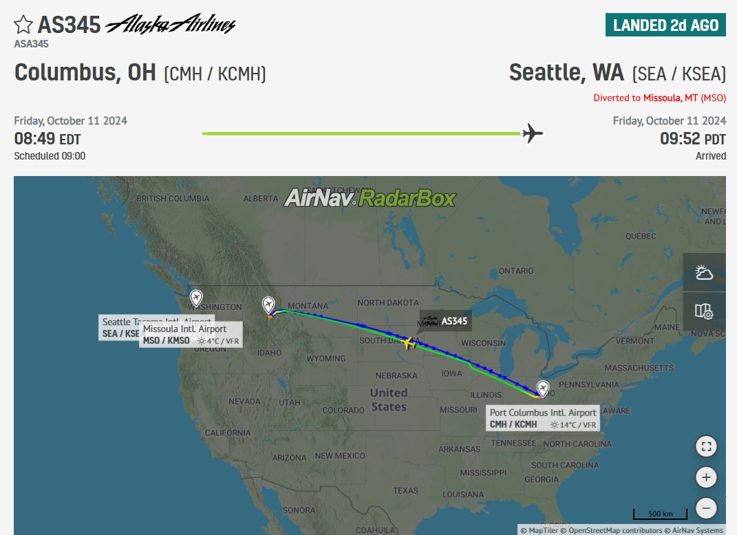 AvSourceNews's tweet image. An Alaska Airlines B737-900 enroute from Columbus to Seattle diverted to Missoula, MT after sustaining a cracked windshield on 11 October.

avsn.co.uk/alaska-airline…

#AlaskaAirlines #Columbus #Missoula #Seattle #AvGeek