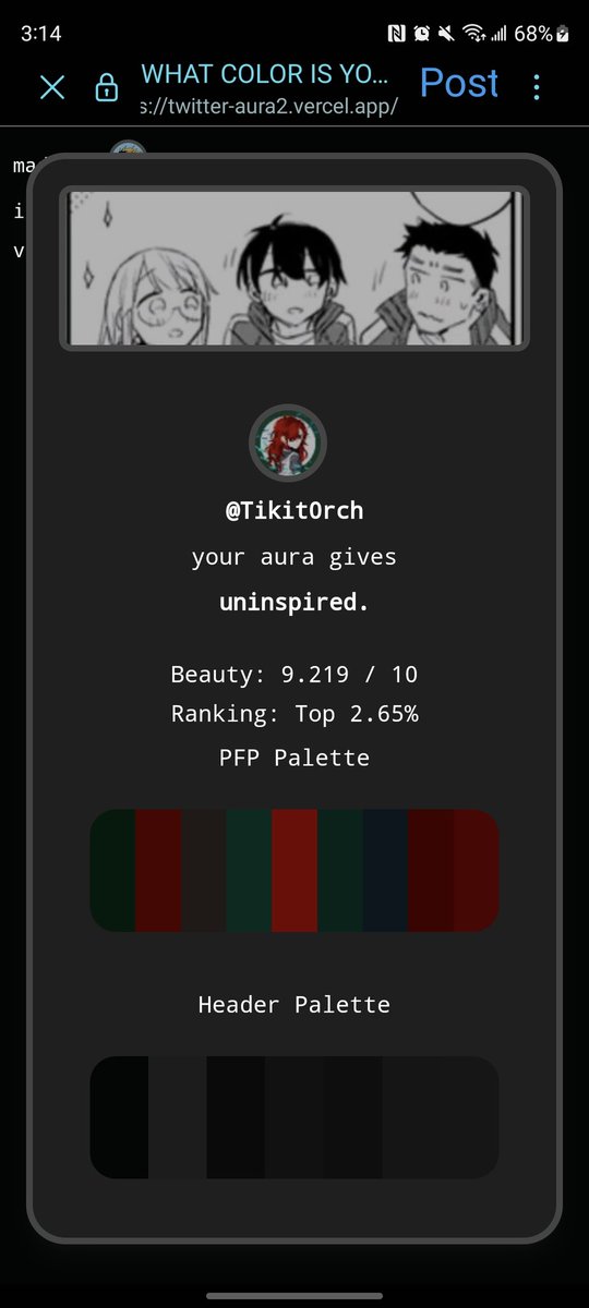 Damn I know my header is just manga, but still uninspired for real?? But I'll take being in the 2% for beauty