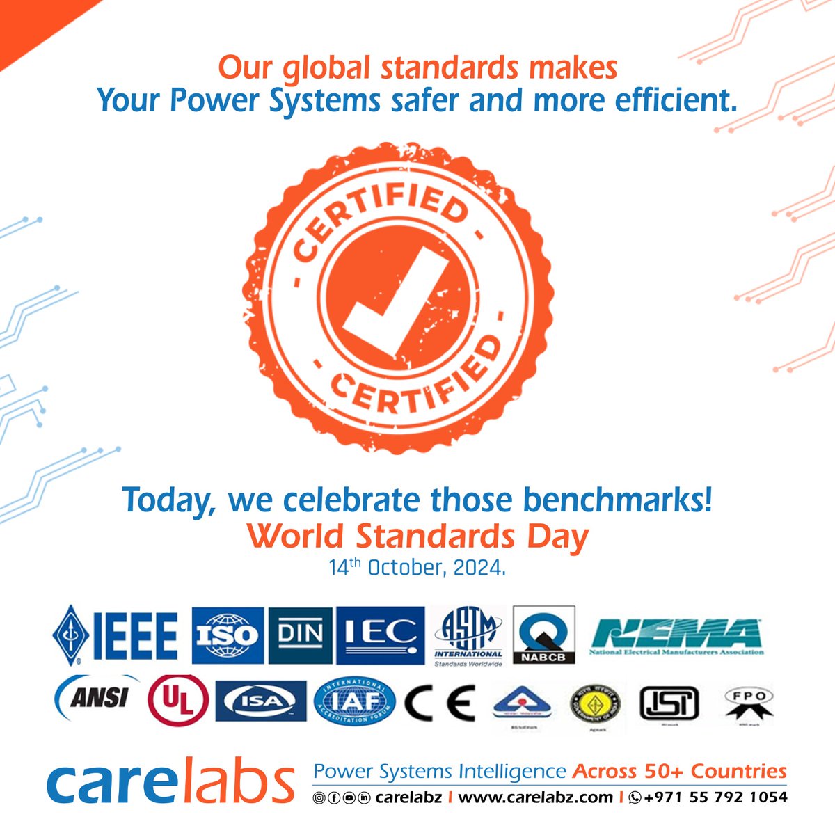 CareLabz's tweet photo. Happy World Standards Day! 
Celebrating the importance of global standards that foster innovation, safety, and progress across industries. Let's continue building a better, more interconnected world through the power of standards!
#WorldStandardsDay #GlobalStandards https://t.co/IPA2XCSYNK