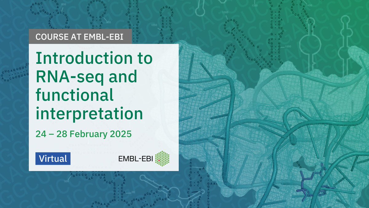 Apply by 24 Nov for this virtual course where you’ll learn more about the technology, data analysis, tools and resources used in #RNAseq and #transcriptomics: ebi.ac.uk/training/event…

A limited number of registration fee waivers are available.