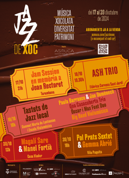 🍫🎷Festival Jazz De Xoc
📅17 AL 20 d'octubre
✅Música, Xocolata, Diversitat  i Patrimoni
📍A #Cardedeu
 <a href="/asmuca/">A. Musics Cardedeu</a> <a href="/HISOM97548662/">HI SOM</a> 

👉Compra el teu abonament: asmuca.com/jazzdexoc/?fbc…