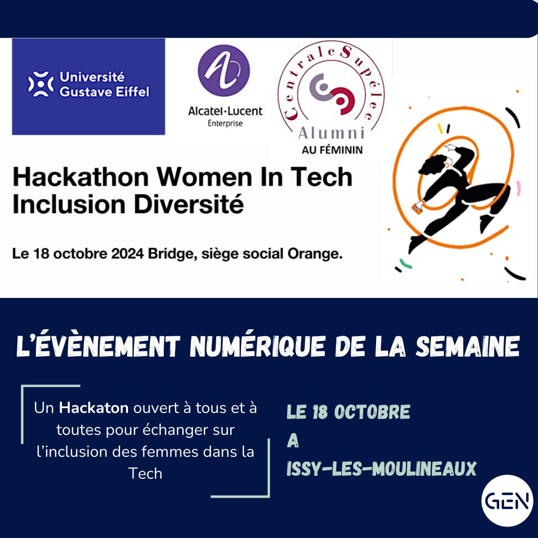 🚀 Rejoignez le hackathon Orange Women in Tech. 

📅 18 octobre  📍  Issy-Les-Moulineaux

#Inclusion, #diversité, #handicap au cœur des défis #tech ✨ 

Retrouvez l'évènement dans notre aGENda :
ow.ly/pgaT50TKvjK

#womenintech #hackathon #femmes #numerique