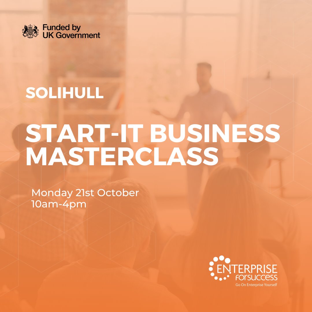 Our Start-it Business Masterclass in Birmingham is SOLD OUT this week, but don't worry – we've still got a few spots left in Solihull.  📅 Date: 21st October. Secure your place  bit.ly/3BUCqQI