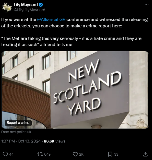 AidanCTweets's tweet photo. The "gender criticals"  always have a "friend" to agree with them.

This is a hate crime..."my friend tells me." 

It's not a hate crime to protest a transphobic conference. 

'Transphobe' is not a protected characteristic. https://t.co/YUeQPDFpRD