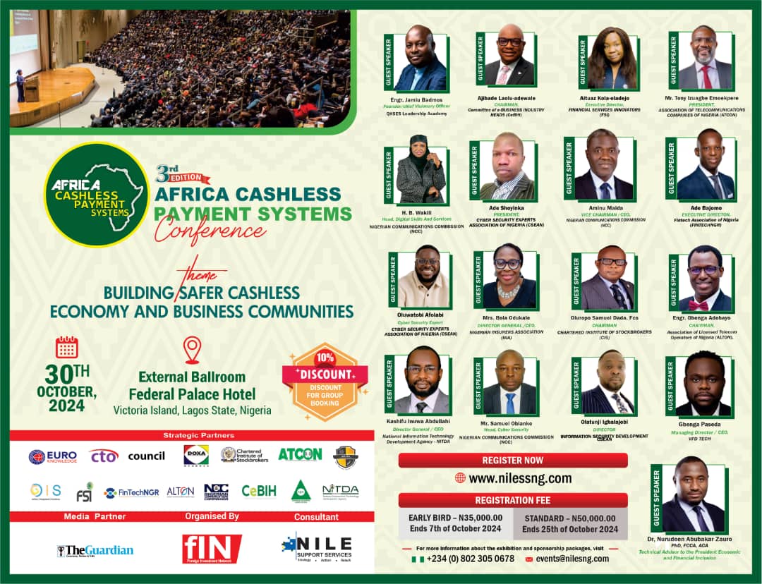 cyberexpertsng's tweet photo. We are proud to be a strategic partner for the 3rd Africa Cashless Payment Systems Conference happening on the 30th of October in Lagos.

Several of our members will be speaking.

Secure your spot now at https://t.co/FGYmp63zyD

#AfricaCashless2024 #DigitalFinance https://t.co/JWPRhjAgON