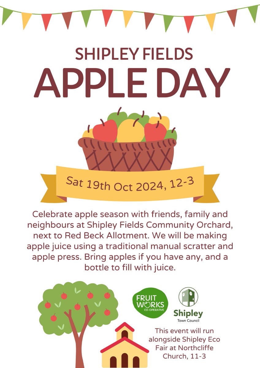 Shipley Green Party Councillors (@shipleygreen) on Twitter photo 🍎 We are looking forward to getting along to this years #Shipley Fields Apple Day.
🌳 Run by volunteers and <a href="/FruitWorksCoop/">Fruit Works</a>, the <a href="/ShipleyTC/">Shipley Town Council</a> funded day is this Saturday from 12- 3.
🌎 It's on the same day as the Shipley Eco Fair but there is plenty of time to get to both! 🍎 We are looking forward to getting along to this years #Shipley Fields Apple Day.
🌳 Run by volunteers and <a href="/FruitWorksCoop/">Fruit Works</a>, the <a href="/ShipleyTC/">Shipley Town Council</a> funded day is this Saturday from 12- 3.
🌎 It's on the same day as the Shipley Eco Fair but there is plenty of time to get to both!