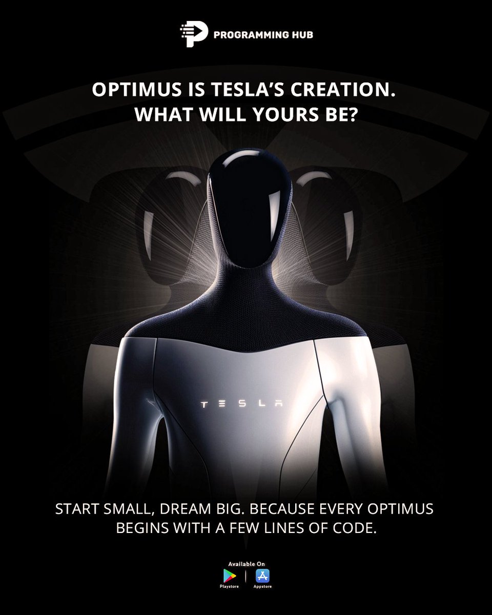 Optimus is just the beginning. The future is coded by dreamers like you. Start small, dream big because your ‘Optimus’ is just a few lines of code away. 

#ElonMusk #ProgrammingHub #Tesla #Optimus