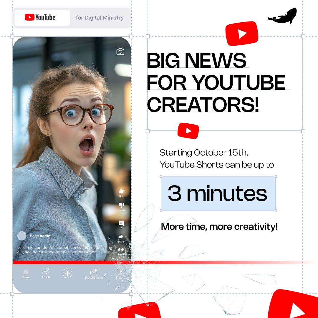 DeepVisionUA's tweet image. 🔥 BIG NEWS FOR YOUTUBE CREATORS! 🔥
Starting October 15th, YouTube Shorts are leveling up – now you can create videos up to 3 minutes long! ⏳
Unlock more creativity, engagement, and success with your YouTube Shorts!