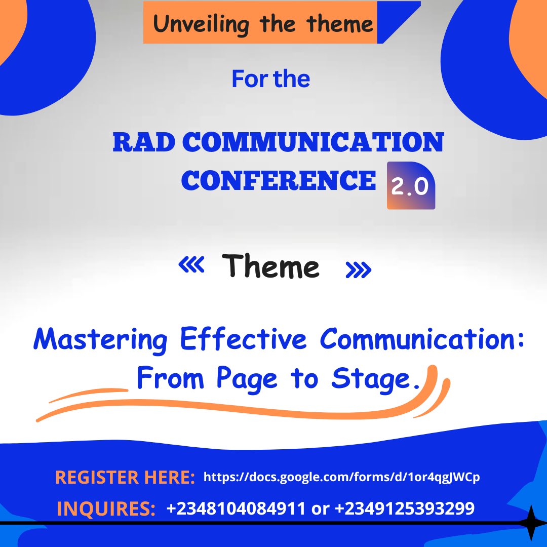 radhikryah's tweet photo. @Ibadantwitta_ 𝐈𝐭'𝐬 𝐓𝐢𝐦𝐞 𝐭𝐨 𝐔𝐧𝐥𝐞𝐚𝐬𝐡 𝐭𝐡𝐞 𝐏𝐨𝐰𝐞𝐫 𝐨𝐟 𝐘𝐨𝐮𝐫 𝐕𝐨𝐢𝐜𝐞!

RAD MEDIA AFRICA is excited to announce the second edition of her virtual Communication Conference. 

Register now!

https://t.co/lVmsv6ug0Y…

#RadMediaAfrica #CommunicationConference #Page2Stage https://t.co/GU6zndd4YS