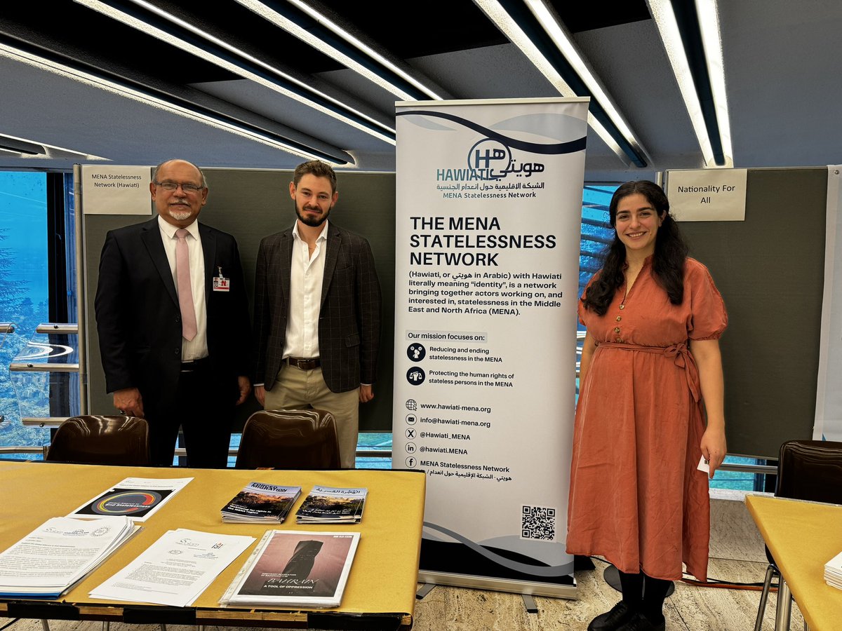 SALAM_DHR's tweet photo. Today we joined @Hawiati_MENA stand during Global Alliance to End Statelessness @EndStatelessns launch at HLS in #UN HRC #Geneva . You can watch the event online via the UN Web TV livestream

https://t.co/mNY1uiCvlJ

#UniteToEndStatelessness https://t.co/1c4Yp5YlxS