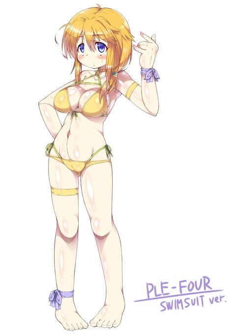 ガチャMさんの小説「プルフォウ・ストーリー0092」の主人公、プルフォウの水着設定的な絵です!
それにしても企画立ち上げ時からみると全然絵が違いますね…主に胸周りが… 