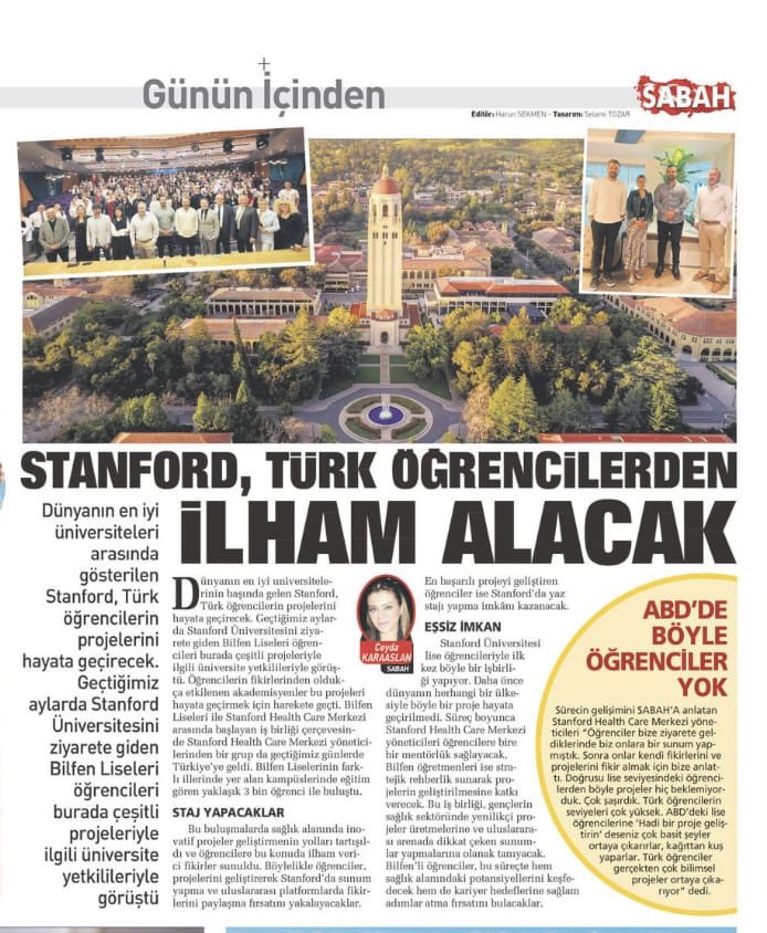 Fatih Öztürk 🇹🇷 (@fatihbilfen) on Twitter photo Bugünkü <a href="/sabah/">Sabah</a> gazetesinde <a href="/Bilfen/">Bilfen Okulları</a> ile <a href="/Stanford/">Stanford University</a> Üniversitesi işbirliği hakkındaki yazıyı paylaşıyorum. Bugünkü <a href="/sabah/">Sabah</a> gazetesinde <a href="/Bilfen/">Bilfen Okulları</a> ile <a href="/Stanford/">Stanford University</a> Üniversitesi işbirliği hakkındaki yazıyı paylaşıyorum.