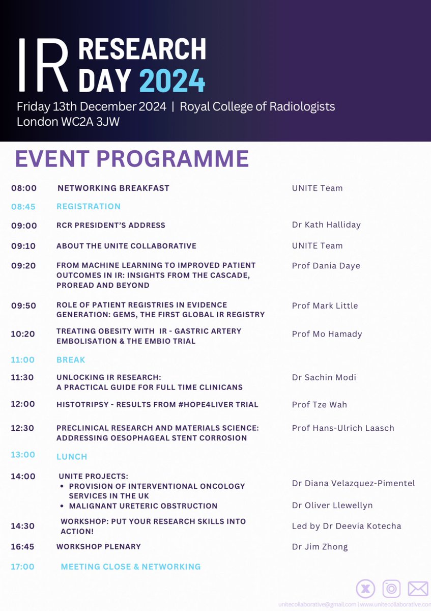 📣The Interventional Radiology Research Day 2024 programme is now LIVE! 

With 50% tickets already sold out, don’t miss your opportunity! Grab your tickets NOW for IR Research Day ‼️

Follow the link for more info and to buy your tickets 🎟️

#IRRESEARCHDAY