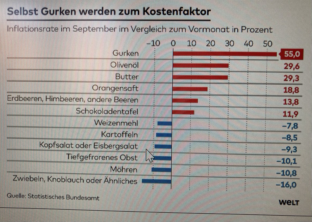 Pourquoi les Allemands ne croient pas au recul de l'inflation: le prix du concombre a bondi de 55% en un an! Via ⁦<a href="/welt/">WELT</a>⁩