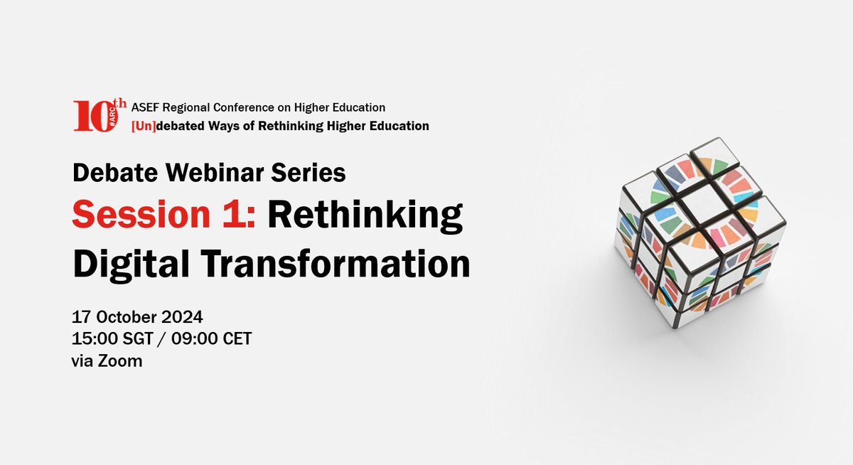 Will Learning &amp; Teaching benefit from Artificial Intelligence (#AI)?

Join the discussion with a critical mindset and contribute to transforming the future of #HigherEducation in Asia and #Europe

zoom.us/webinar/regist…