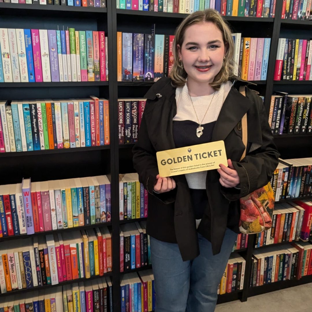 StHBookStop's tweet photo. We've got our @librofm Golden Ticket winner! Congratulations to Evy for hunting down the ticket and winning a year's supply of FREE audiobooks, we hope you enjoy!🎧📚
#indiebookshop #bookshopday #whatsoninsthelens #librofm #libro #ukbookshop https://t.co/2TjaOm8bAl
