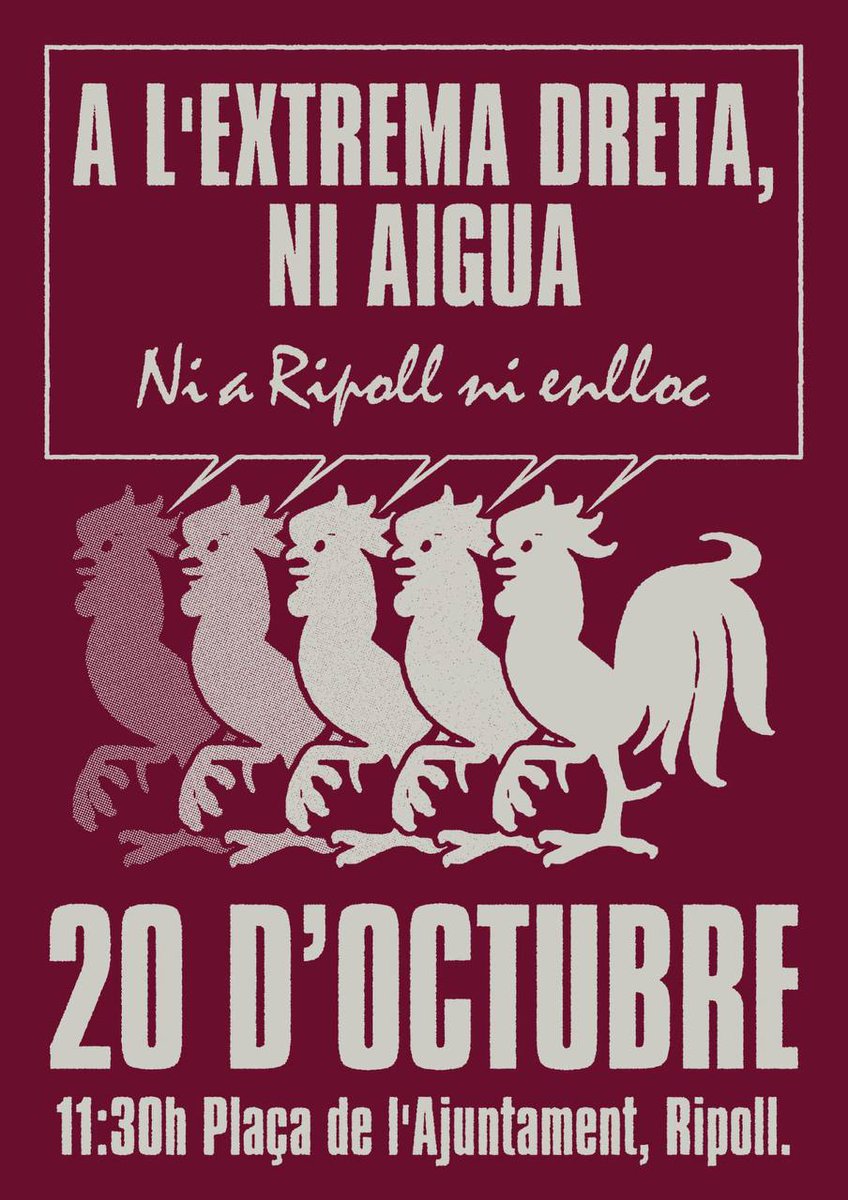 #MANIFESTACIÓ | Davant el seu odi, la lluita compartida de milers d'antifeixistes. 

El 20 d'octubre serem a #Ripoll 🏴👊🏽
 #NoTrauranLaMetxaDelsCarrers