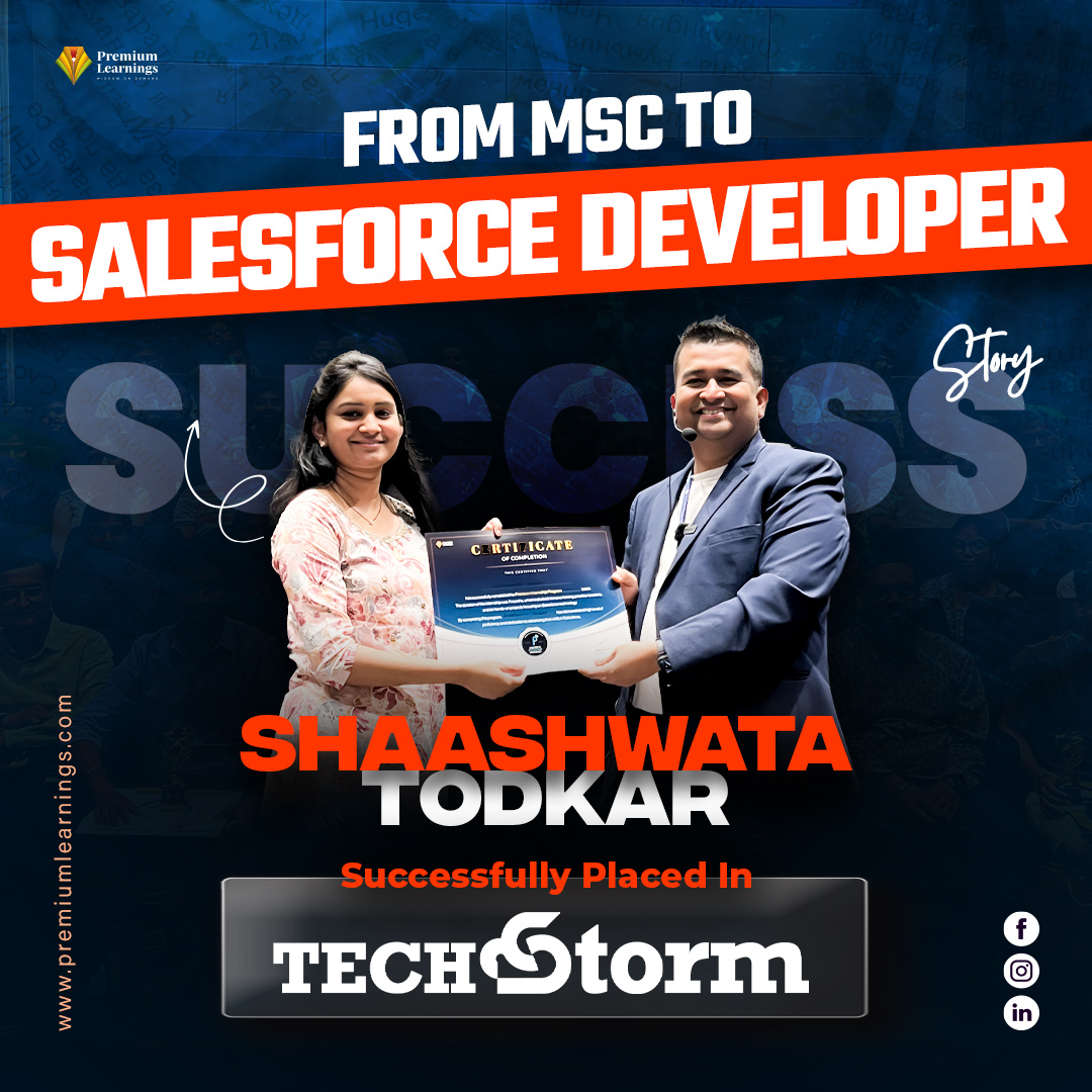 LearningPremium's tweet image. Another success story in Salesforce!
Big congratulations to Shaashwata Todkar for joining Tech Storm as a Salesforce Developer. Your hard work has truly paid off!

If you want to build a career like hers, click on the link below to know more:
🔗 tinyurl.com/SFeyeopener-sm