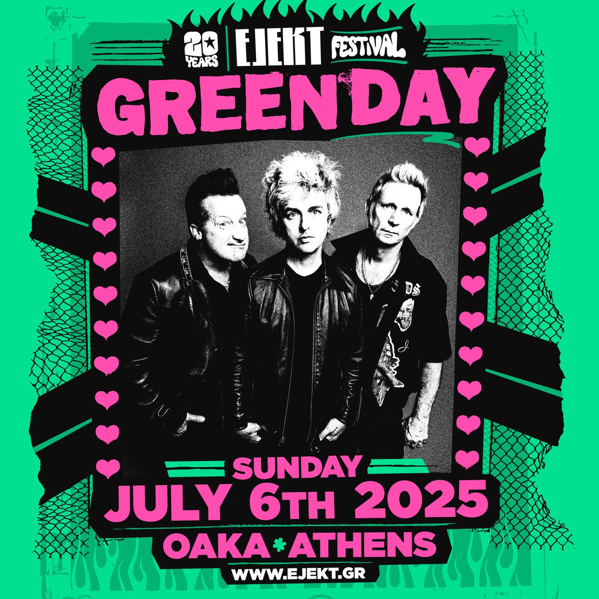 GreenDay's tweet photo. There's a first time for everything, right?! We're heading to Ejekt Festival in Greece next July, drop a comment if we'll see ya there ✌️ https://t.co/svkrHgYtVc https://t.co/ogoaF1JeYV
