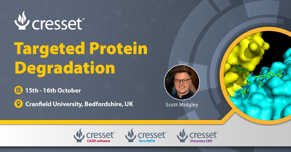 We're looking forward to attending the SCI Targeted Protein Degradation conference in Bedfordshire this week. If you're attending, look out for Computational Chemistry Developer, Scott Midgley.

#drugdiscovery #drugdesign #targetedproteindegradation #smallmolecules #DMTA
