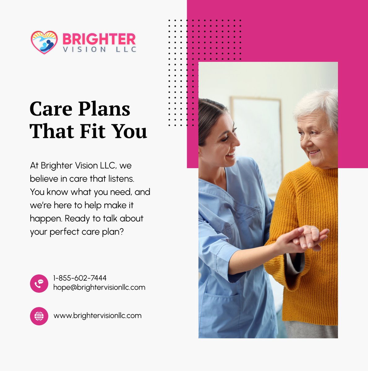 brightervllc's tweet photo. We hear you! Let’s build the care plan you’ve always wanted at Brighter Vision LLC. Your voice matters—call us today, and let’s create the right care for you or your loved ones. 

#PhoenixAZ #DevelopmentalDisabilityCare #TailoredCareSolutions https://t.co/yg01VdMDvD