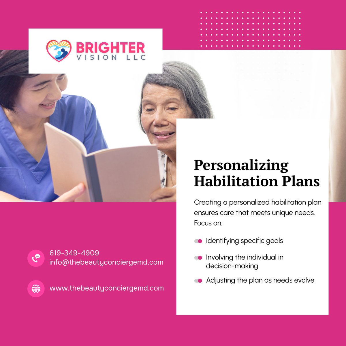 brightervllc's tweet photo. Every habilitation plan should be as unique as the individual. Personalize care by setting clear goals and involving your loved one in the process. Reach out to learn how we can create a custom plan for you! 

#PhoenixAZ #DevelopmentalDisabilityCare #PersonalizedCare https://t.co/tfKSCgPBWF