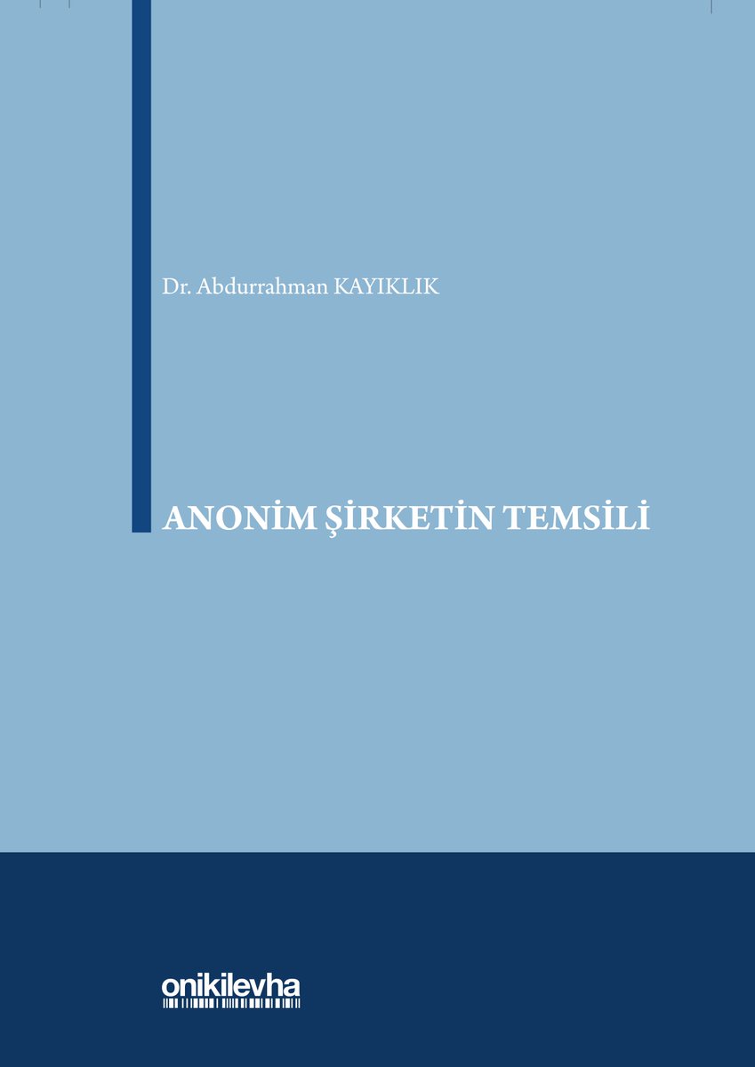 "Anonim Şirketin Temsili" başlıklı doktora tezim, <a href="/onikilevha/">On İki Levha Yayıncılık</a> tarafından yayınlandı.

Kitapta anonim şirketin temsiline dair temel esasları; organsal ve iradi temsil yetkisinin kazanılmasını ve kapsamını ele alıyor, anonim şirketin temsilinde bazı özel durumları inceliyorum.