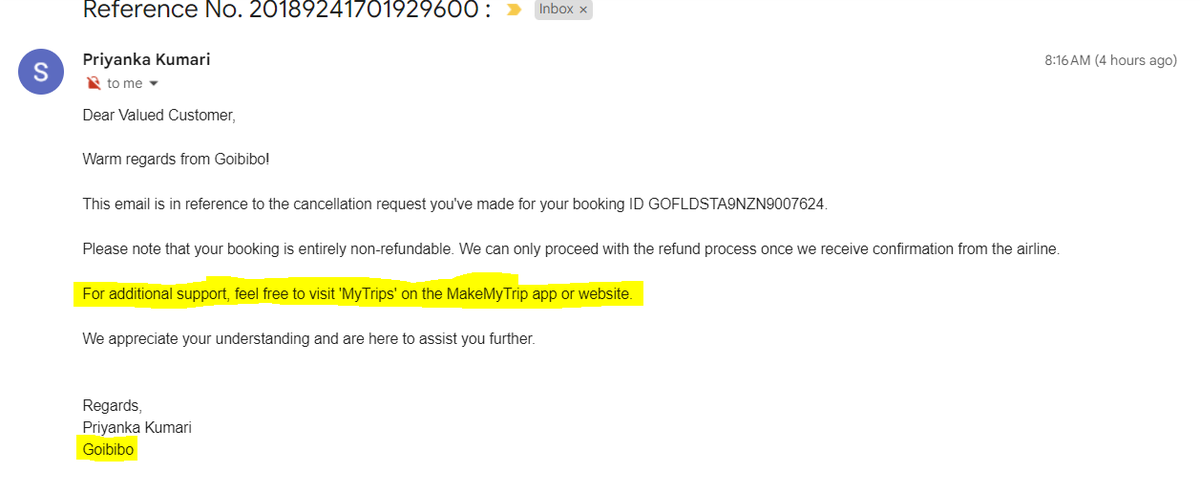 prasannars98's tweet photo. @SanjayBhasin5  @PariSpeaks @goibibo_tech   I received the email that the ticket will be mailed to me in 26 mins but I didn't receive in the mentioned time. The link to track wasn't opening. Since the details were not being accepted for web checkin, I had to book another ticket. https://t.co/pHTno4hVH7