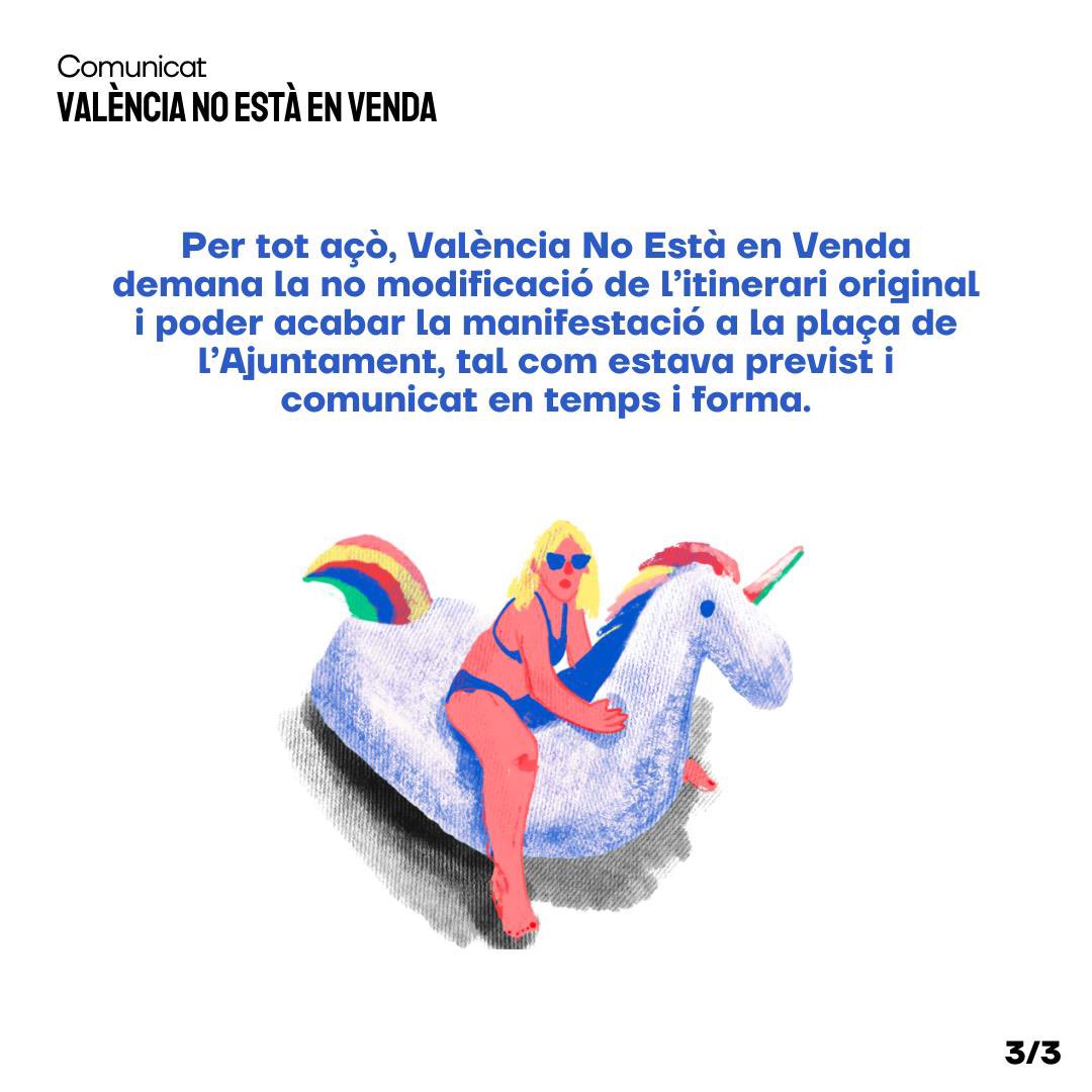 ⚠️COMUNICAT URGENT⚠️ 

Delegació de govern i l’Ajuntament entorpeixen la manifestació “València s’ofega” per una fira de promoció turística.