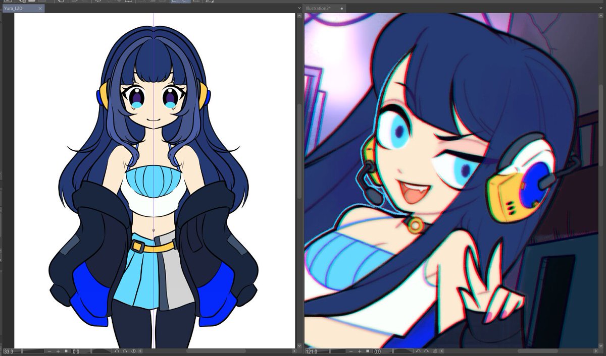 Making something for my friend~~ 💙 Gonna try to do both art and rig this time!! 💪👀 

#Vtuber #WIP #VtuberModel