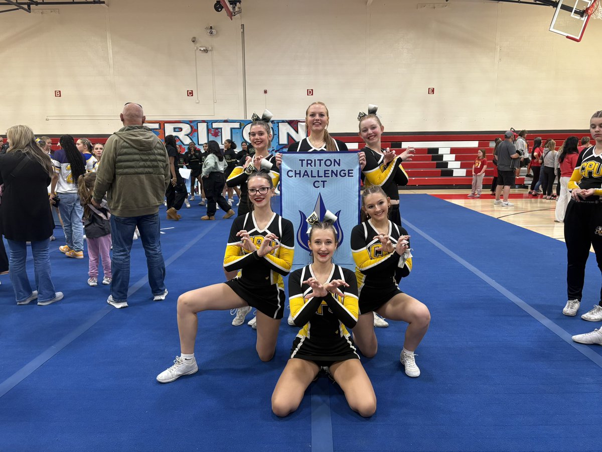 CPUCheerleading's tweet photo. We had a fantastic showing at our first competition at the Crosstown Triton Challenge yesterday! Thank you @Tritonscheer and Davenport West for a great event! 🏆🖤💛

🥈 2nd place for ‘Nado Dogs stunt group
🥇 1st place for Boltz stunt group
🥇 1st place for Coed Cheer/Dance https://t.co/4uwXPxYAQS