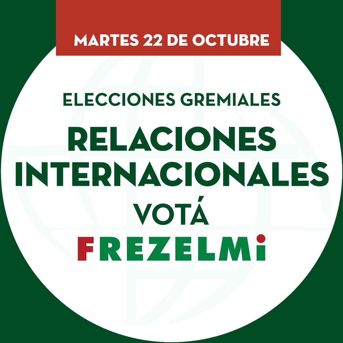 CERRII_21's tweet photo. El próximo martes 22 de octubre serán las elecciones gremiales del Centro de Estudiantes de Relaciones Internacionales.

Elegimos qué agrupación va a dirigir nuestro centro de estudiantes durante el próximo año.

Este martes 22 de octubre votamos FREZELMI, Lista 21 https://t.co/DCIWpZcDmP