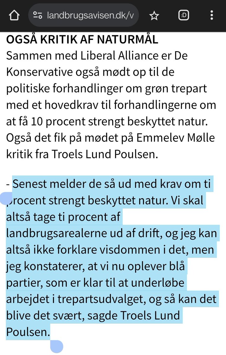 Holdvejret's tweet image. Nu vrøvler de bare...

10% strengt beskyttet natur betyder jo ikke at skal udtage 10% af landbrugsarealerne. @troelslundp 

Det betyder at naturarealer svarende til 10% af Danmarks areal skal beskyttes strengt. 

Få lige styr på hvad I forhandler om, ing?

#grøntrepart