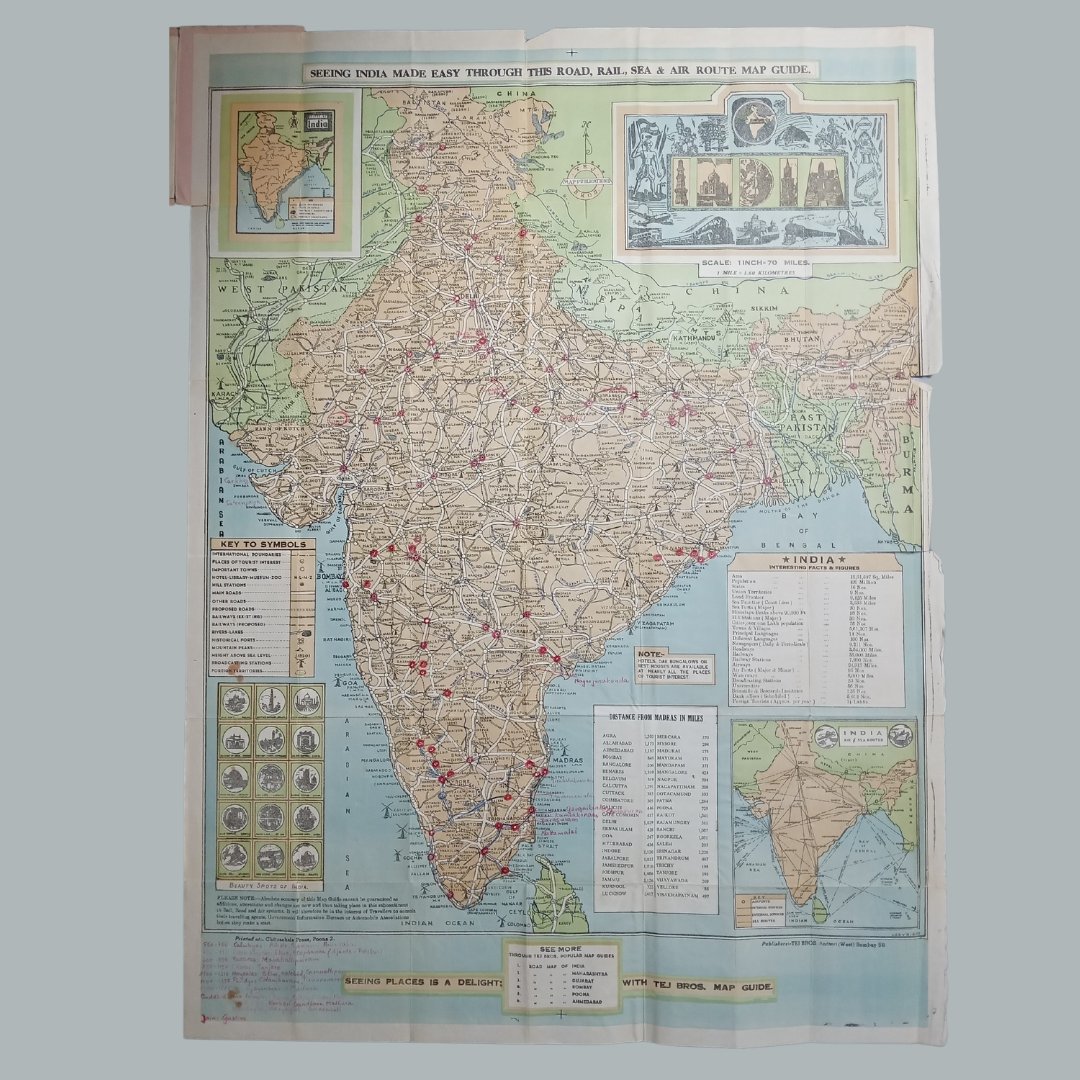 mapmapnmap's tweet image. 📍 Bombay Map (1960/70's):
50*74 cm.

🌏 India Map (1960’s):
 64*84 cm.