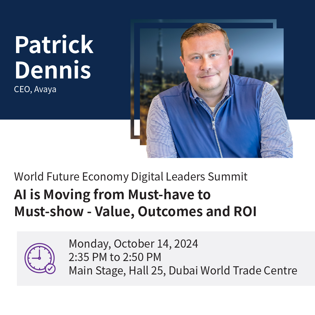 🌍 Oggi , apertura del Gitex2024, il nostro CEO Patrick Dennis è stato protagonista sul main stage di Dubai per evidenziare l'importanza di valutare e misurare il Valore, i Risultati ed il ROI dell' #AI.

👉Avaya al Gitex,leggi qui: bit.ly/3NqYJAo

#ExperiencesThatMatter
