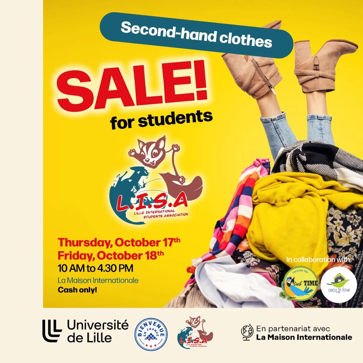 Université de Lille (@univ_lille) on Twitter photo Venez dénicher des vêtements à petit prix au vide-dressing solidaire 🧥🧤
L'événement est organisé par <a href="/inter_univlille/">International - Université de Lille</a> et l'association LISA. Rendez-vous ces jeudi 18 et vendredi 19 octobre, de 10h à 16h30, à la Maison Internationale située sur le campus Cité scientifique📍 Venez dénicher des vêtements à petit prix au vide-dressing solidaire 🧥🧤
L'événement est organisé par <a href="/inter_univlille/">International - Université de Lille</a> et l'association LISA. Rendez-vous ces jeudi 18 et vendredi 19 octobre, de 10h à 16h30, à la Maison Internationale située sur le campus Cité scientifique📍