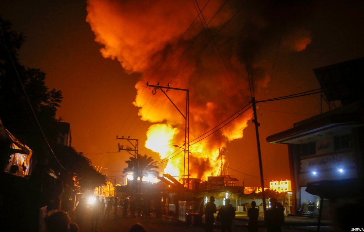 An airstrike in Gaza hit a hospital courtyard on Monday, burning tents where people were sleeping.

Strikes also hit an <a href="/UNRWA/">UNRWA</a> school where families were sheltering. The location was meant to be used as a polio vaccination site.

A ceasefire is urgently needed to stop the