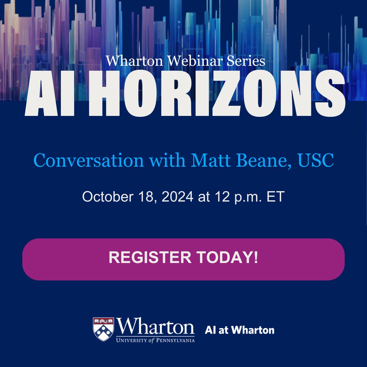 WhartonHumanAI's tweet image. Don’t miss #AIHorizons: A Conversation with @mattbeane on October 18th.

Join us for a live webinar with the @UCSB prof &amp;amp; author of The Skill Code as he shows us how to to make intelligent technologies part of the solution, not the problem.

Register: whr.tn/3zO2tst