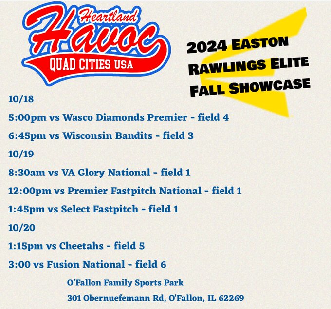 Getting the girls back together this weekend at the Easton Rawlings Elite Fall Showcase in O'Fallon, IL at the O'Fallon Family Sports Park.  Come out and watch the girls battle against some great competition.  Should be a fun weekend.