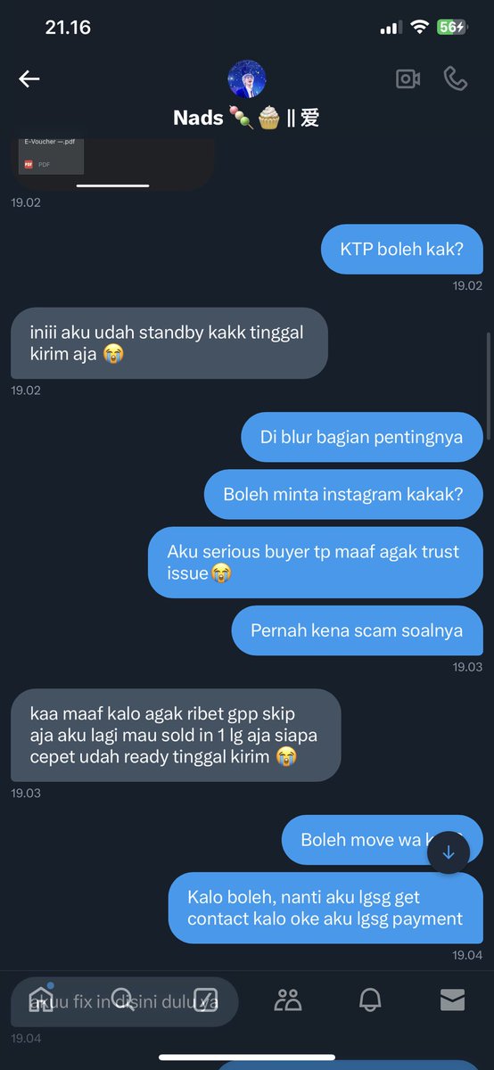 bellactk_'s tweet photo. BEWARE FOR SCAMMER WTB WTS DAY6 SURABAYA‼️

Sok2an buru2 banget wts, pake alesan mutasi kerjaaa. Diihhh penipu mah pergi jaoh2🤣 dia uname twitternya ganti2 ya gaiisss tiati kalian ttp pilih baik2 yaaa!🫶

Day6 wts wtb surabaya konser zonauang scam penipu tipu https://t.co/a9dU4RxuTV