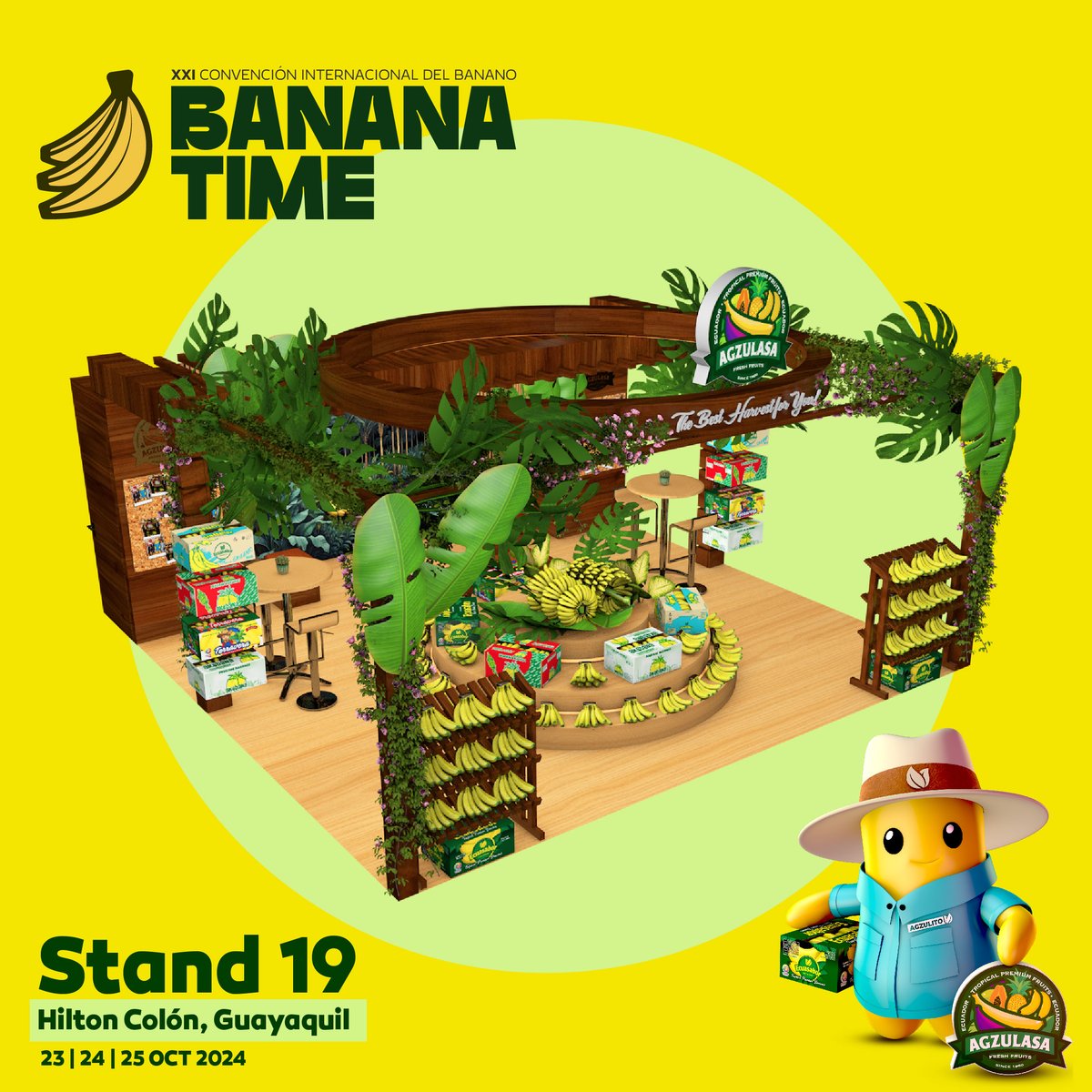 🍌🌟 ¡Agzulasa presente en Banana Time Guayaquil 2024! 🌟🍌

Ven a visitarnos del 23 al 25 de octubre en el Hotel Hilton Colón, Stand 19, y descubre cómo seguimos liderando con innovación, sostenibilidad y calidad desde el corazón de Ecuador. 🇪🇨✨

#BananaTime #Agzulasa