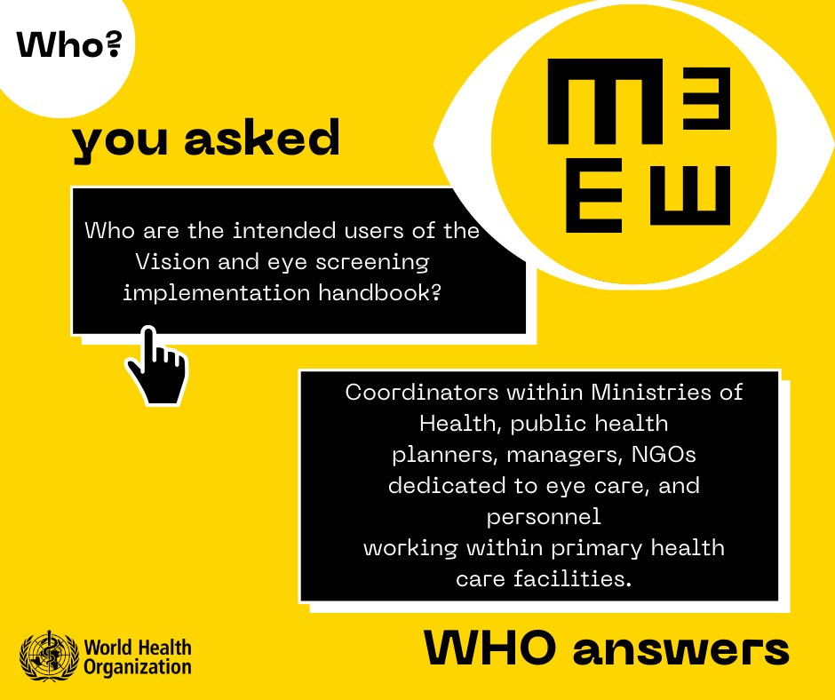 ATscale (@_atscale) on Twitter photo 📌Themed Week on #Vision for #WorldSightDay Day 4
<a href="/WHO/">World Health Organization (WHO)</a> recently launched a step-by-step guidance for conducting #Vision & #Eye screening in community & primary care settings!
Read the publication➡️ bit.ly/3SA1wui
<a href="/AlarcosC/">Alarcos Cieza</a> <a href="/StuartKeel1/">Stuart Keel</a>
#LoveYourEyes <a href="/IAPB1/">IAPB</a> 📌Themed Week on #Vision for #WorldSightDay Day 4
<a href="/WHO/">World Health Organization (WHO)</a> recently launched a step-by-step guidance for conducting #Vision & #Eye screening in community & primary care settings!
Read the publication➡️ bit.ly/3SA1wui
<a href="/AlarcosC/">Alarcos Cieza</a> <a href="/StuartKeel1/">Stuart Keel</a>
#LoveYourEyes <a href="/IAPB1/">IAPB</a>